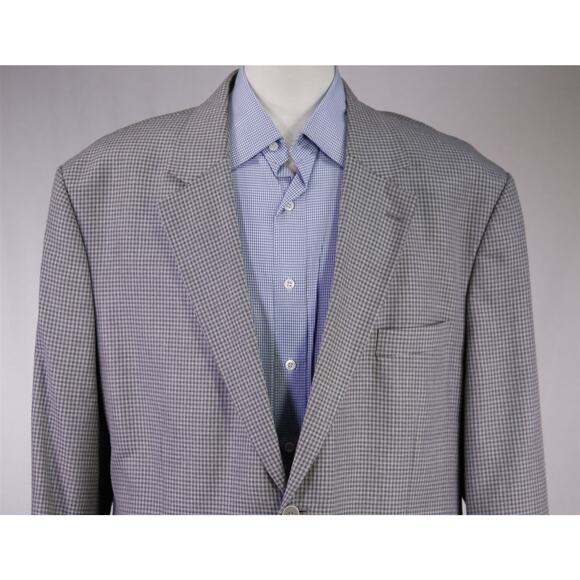 Oak Hill Blazer Gray Taupe Gingham Check 2-Btn Sportcoat Jacket 50 52 2XL - Picture 3 of 10